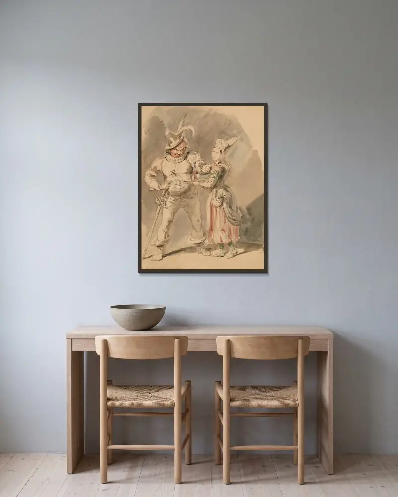 A scene from King Henry IV, pt. 2 or Merry wives av John Massey Wright inramad på en vägg