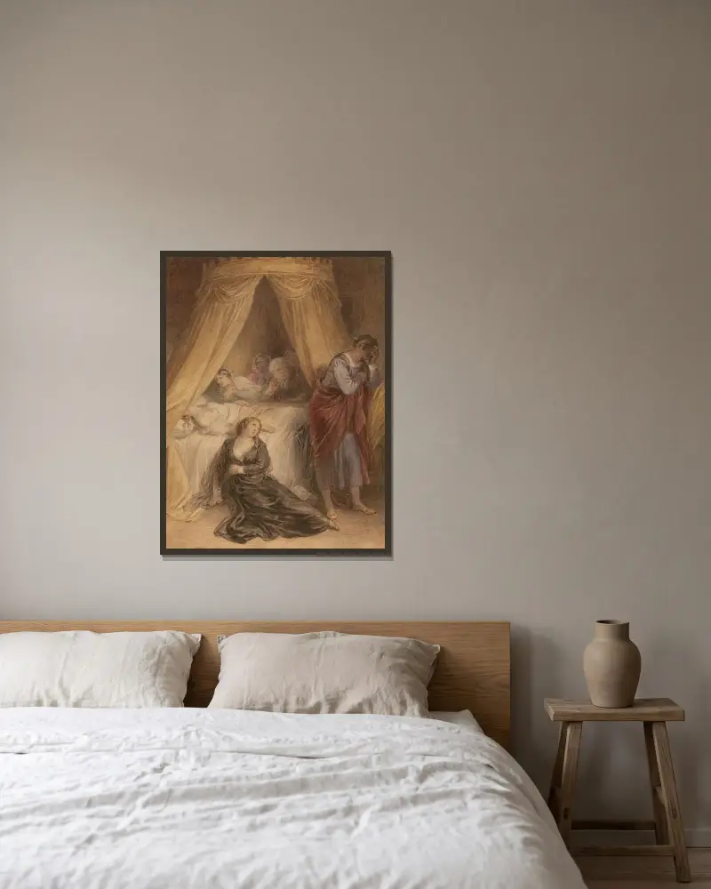 Illustrationen zu Shakespeare Taf. 003 von John Massey Wright gerahmt an einer Wand