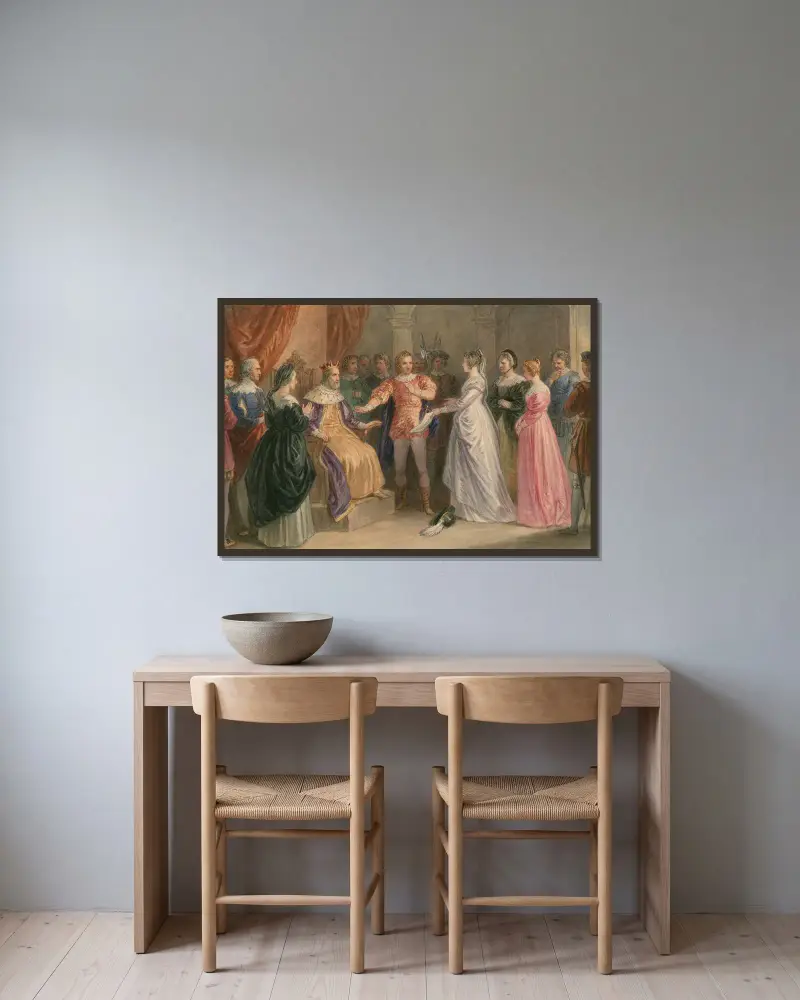 Illustrationen zu Shakespeare, Tafel 28 von John Massey Wright gerahmt an einer Wand