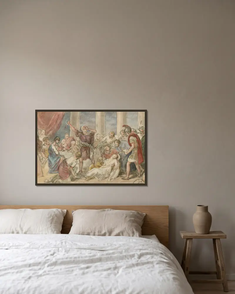 Illustrationen zu Shakespeare, Taf. 39 von John Massey Wright gerahmt an einer Wand