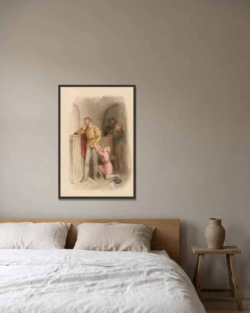 Ilustrace k Shakespearovi, list 042, John Massey Wright v rámu na stěně
