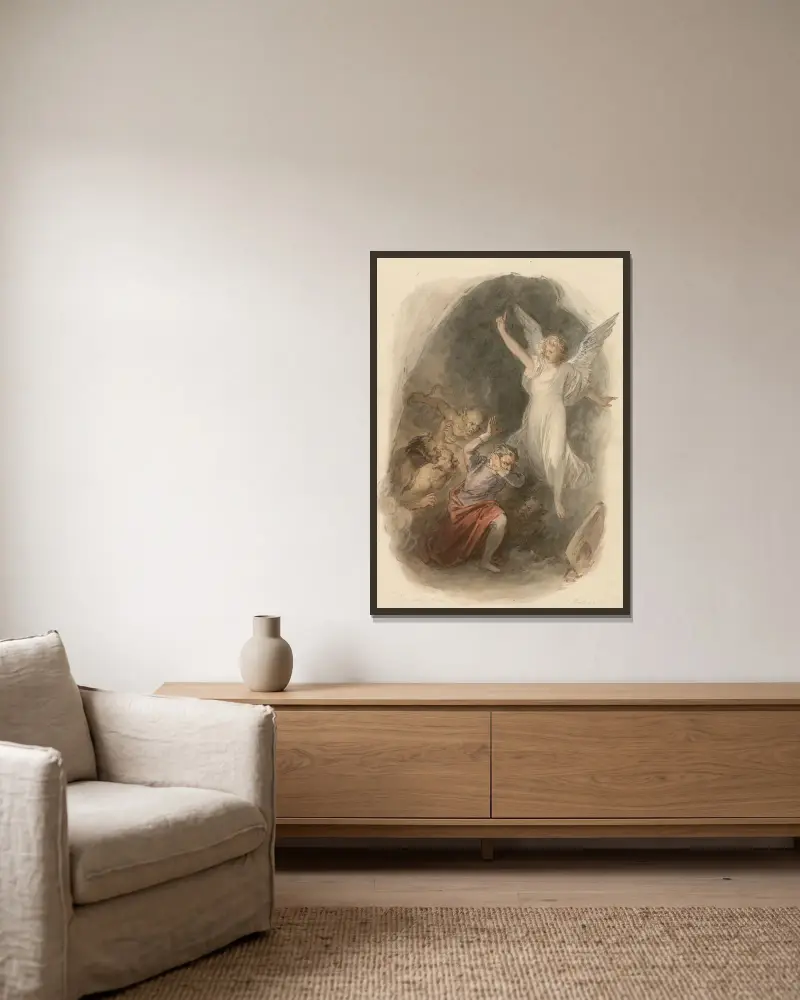 Illustrationen zu Shakespeare, Taf. 047 von John Massey Wright gerahmt an einer Wand