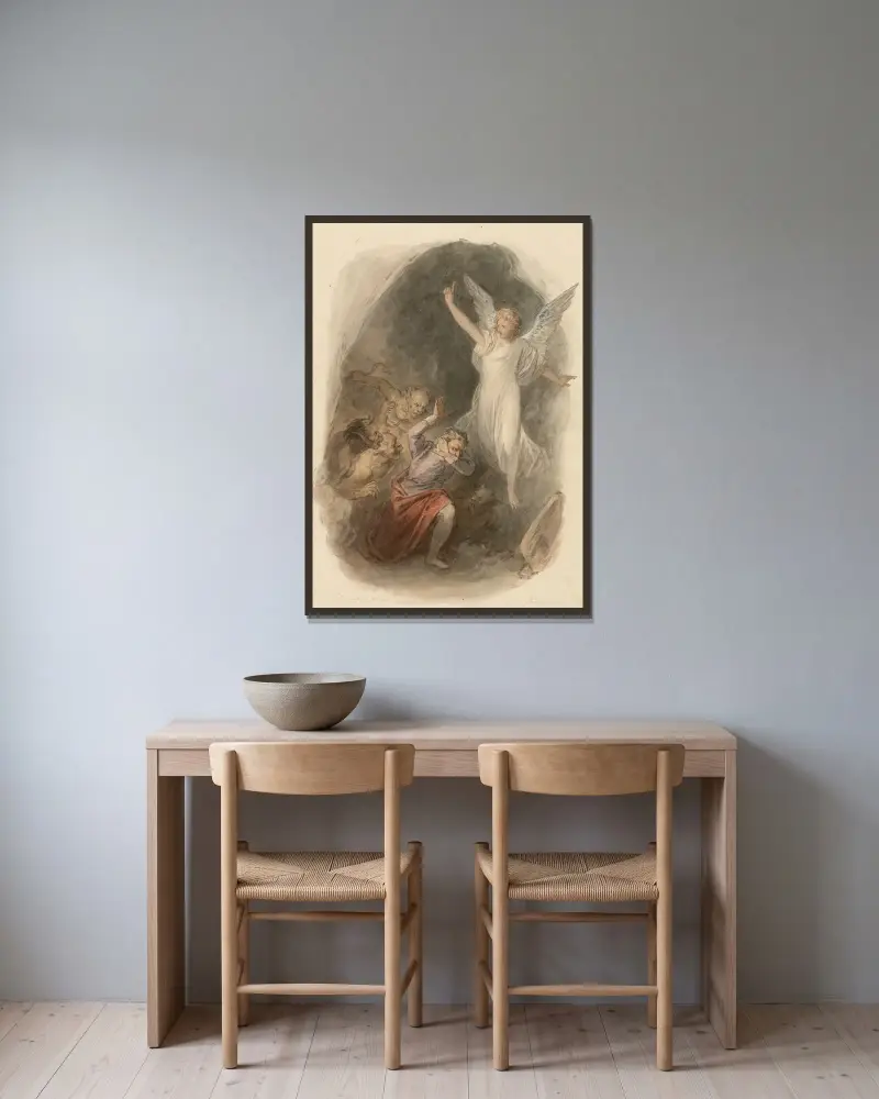 Illustrationen zu Shakespeare, Taf. 047 von John Massey Wright gerahmt an einer Wand