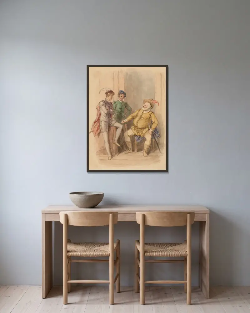 Illustrationen zu Shakespeare Taf. 049 von John Massey Wright gerahmt an einer Wand