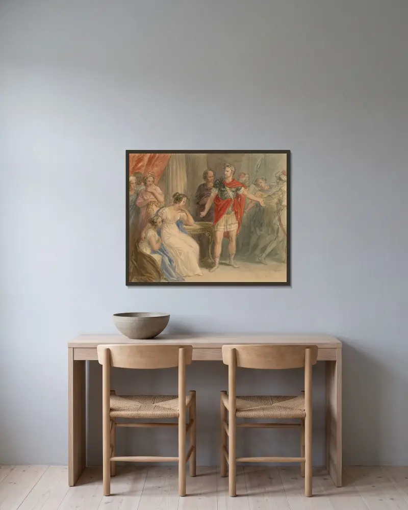 Illustrationen zu Shakespeare Taf. 072 von John Massey Wright gerahmt an einer Wand