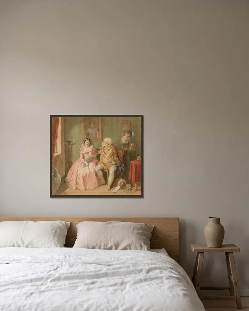 Illustrationer till Shakespeares Falstaff-pjäser Pl.07 av John Massey Wright inramad på en vägg
