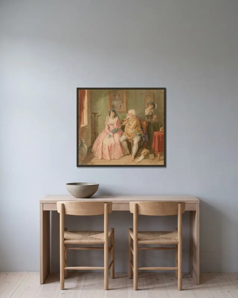 Illustrationer till Shakespeares Falstaff-pjäser Pl.07 av John Massey Wright inramad på en vägg
