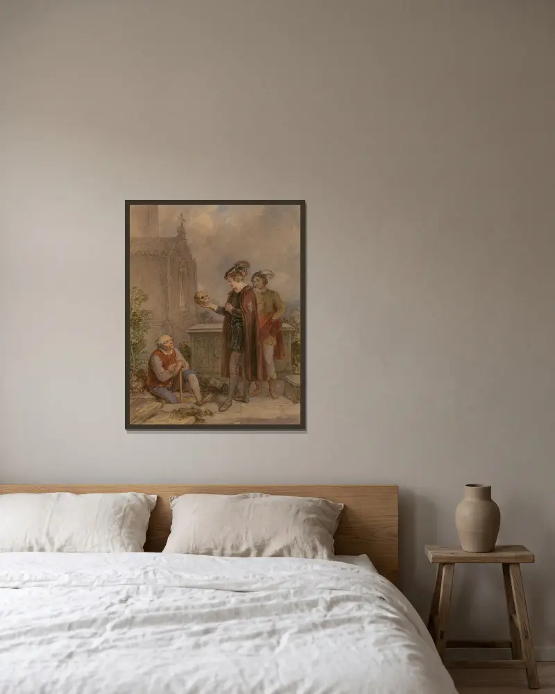 Szenen aus Hamlet und Romeo und Julia 2 von John Massey Wright gerahmt an einer Wand