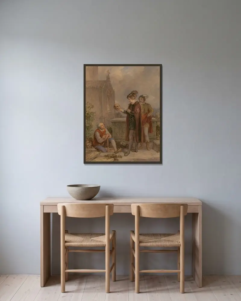 Szenen aus Hamlet und Romeo und Julia 2 von John Massey Wright gerahmt an einer Wand