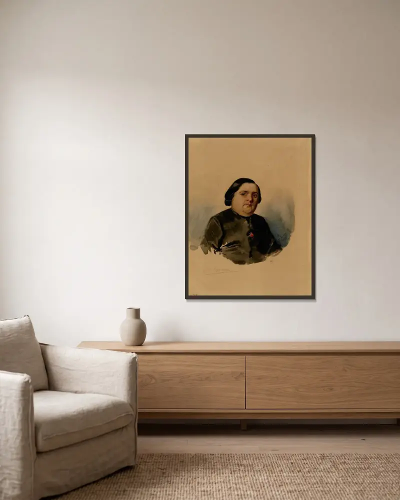 Porträtt av abbé Coquereau av Mathilde Bonaparte inramad på en vägg