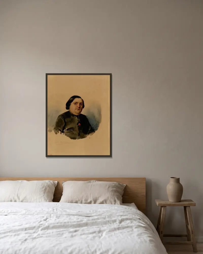 Porträtt av abbé Coquereau av Mathilde Bonaparte inramad på en vägg