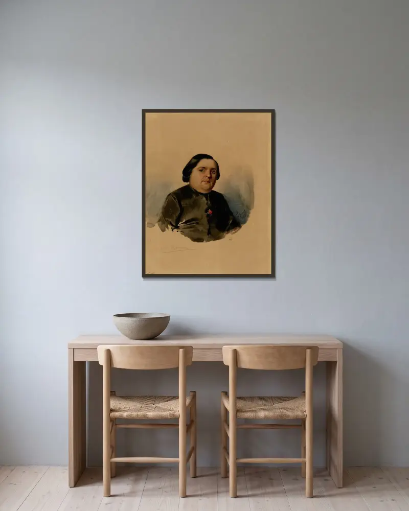 Porträtt av abbé Coquereau av Mathilde Bonaparte inramad på en vägg