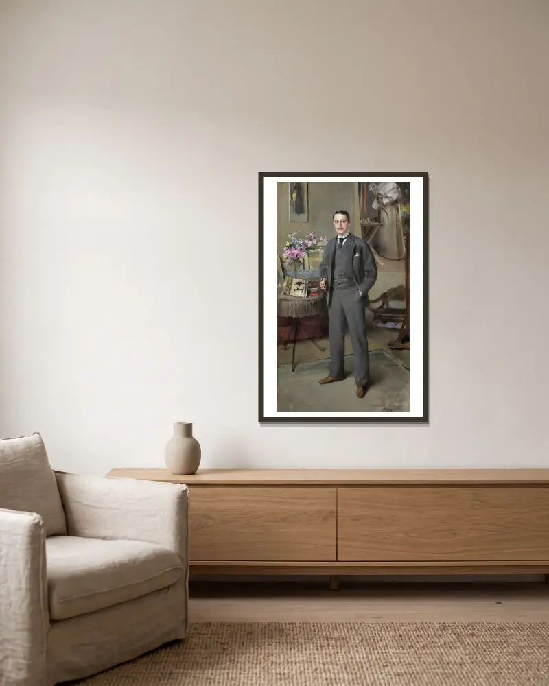 Portrét muže, Vittorio Matteo Corcos v rámu na stěně