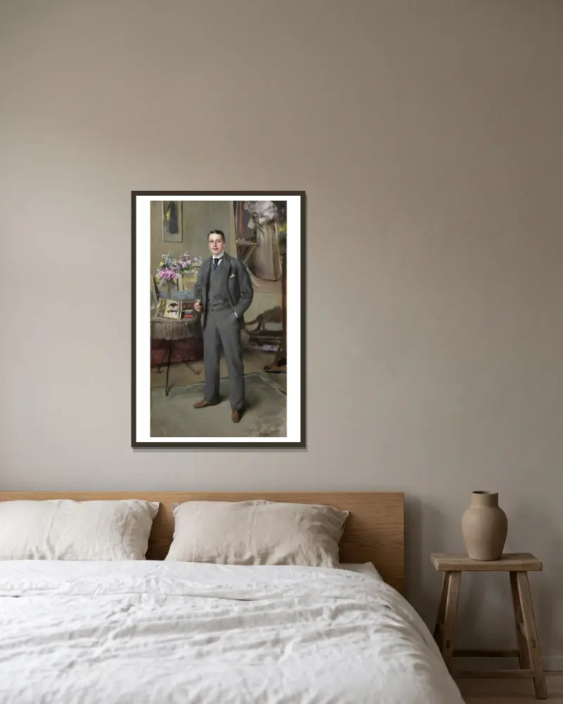 Portrét muže, Vittorio Matteo Corcos v rámu na stěně