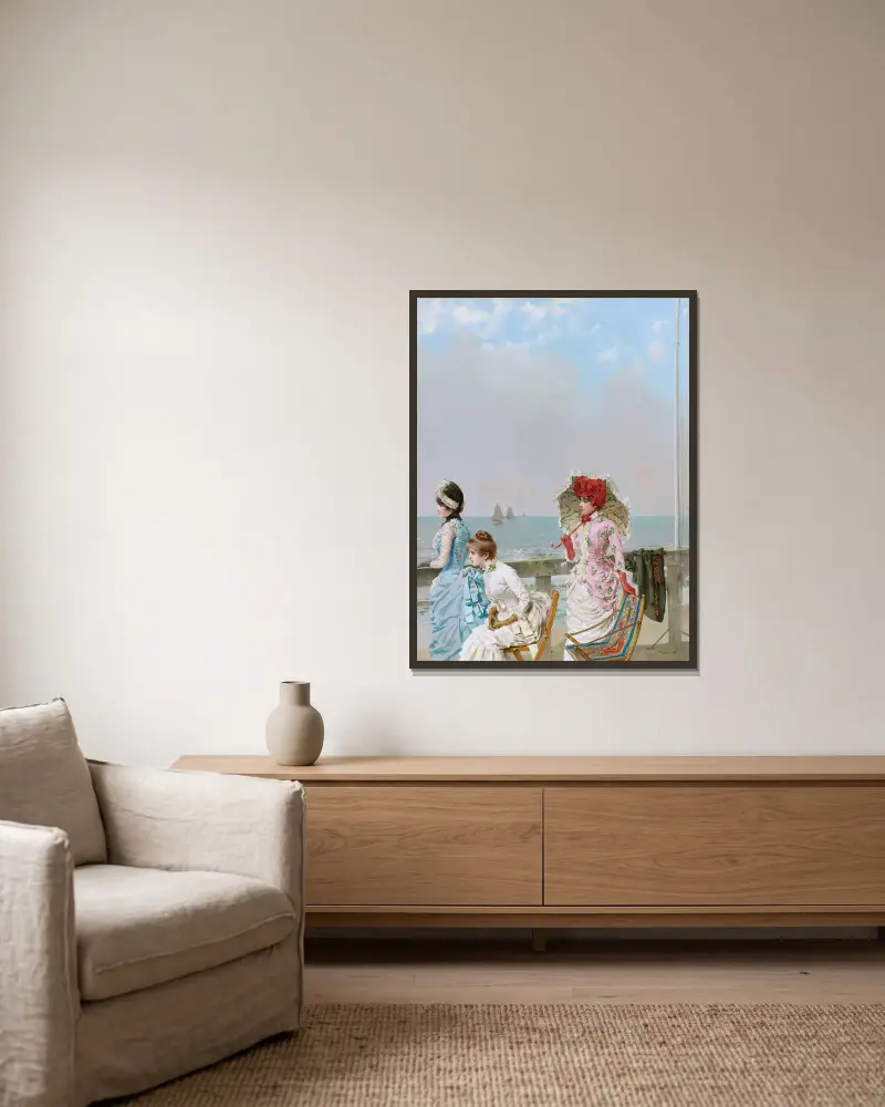 Mezzogorno al Mare av Vittorio Matteo Corcos inramad på en vägg