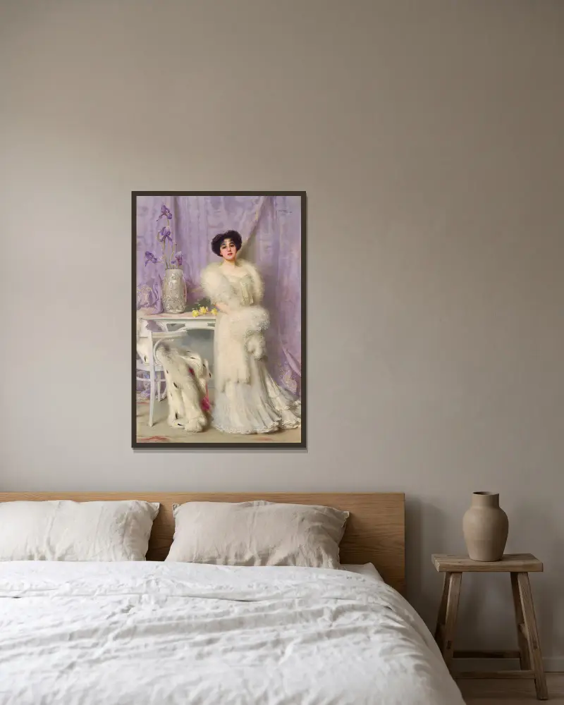 Portrait of Diane de la Bouchère av Vittorio Matteo Corcos inramad på en vägg