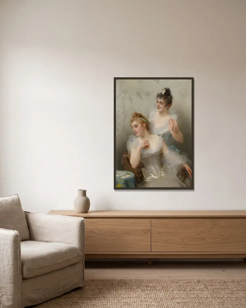 Die drei Asse von Vittorio Matteo Corcos gerahmt an einer Wand