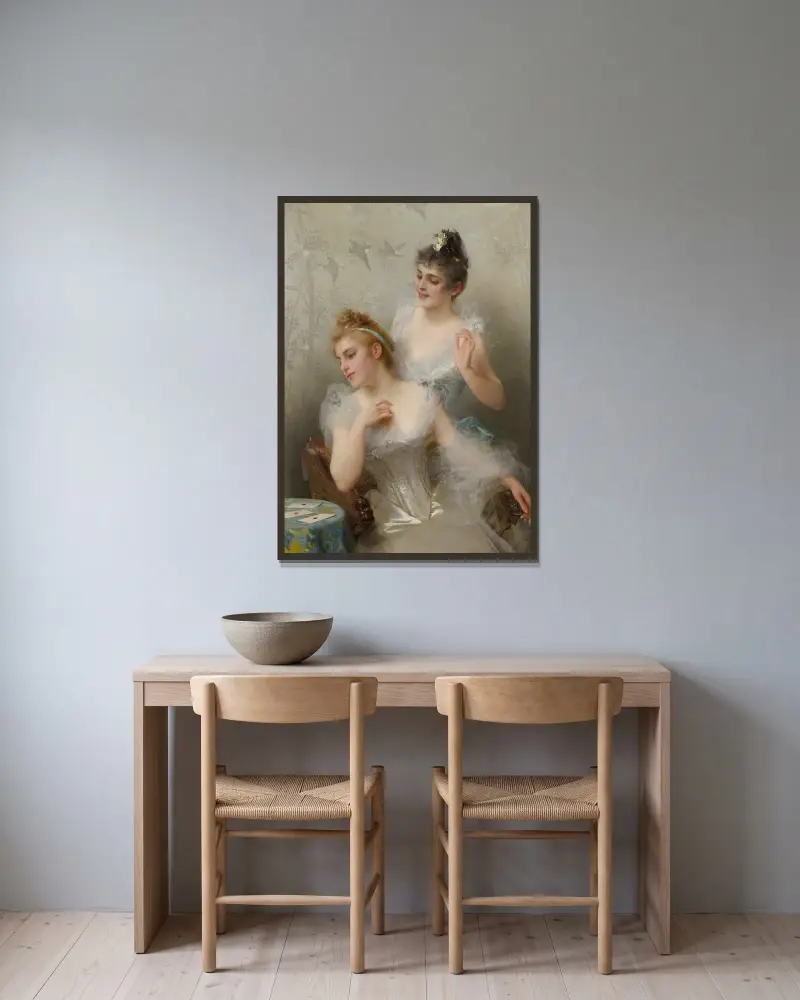 Die drei Asse von Vittorio Matteo Corcos gerahmt an einer Wand