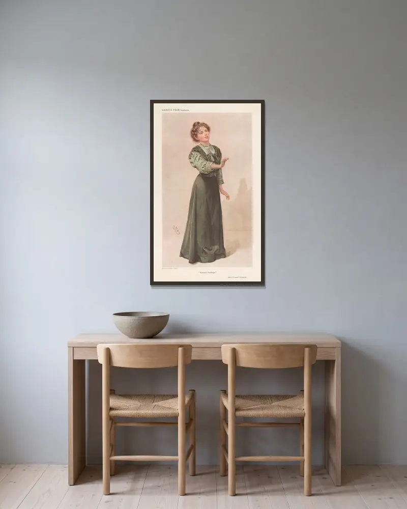 Ladies; ‘Women’s Suffrage’, Miss Christabel Pankhurst av Leslie Matthew Ward inramad på en vägg