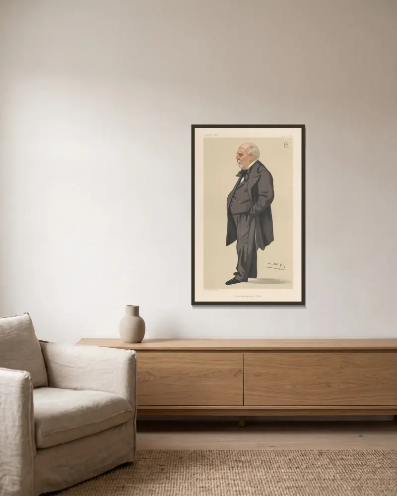 Legal; „Lord Beaconfields Freund“, Sir Philip Rose, 14. Mai 1881 von Leslie Matthew Ward gerahmt an einer Wand