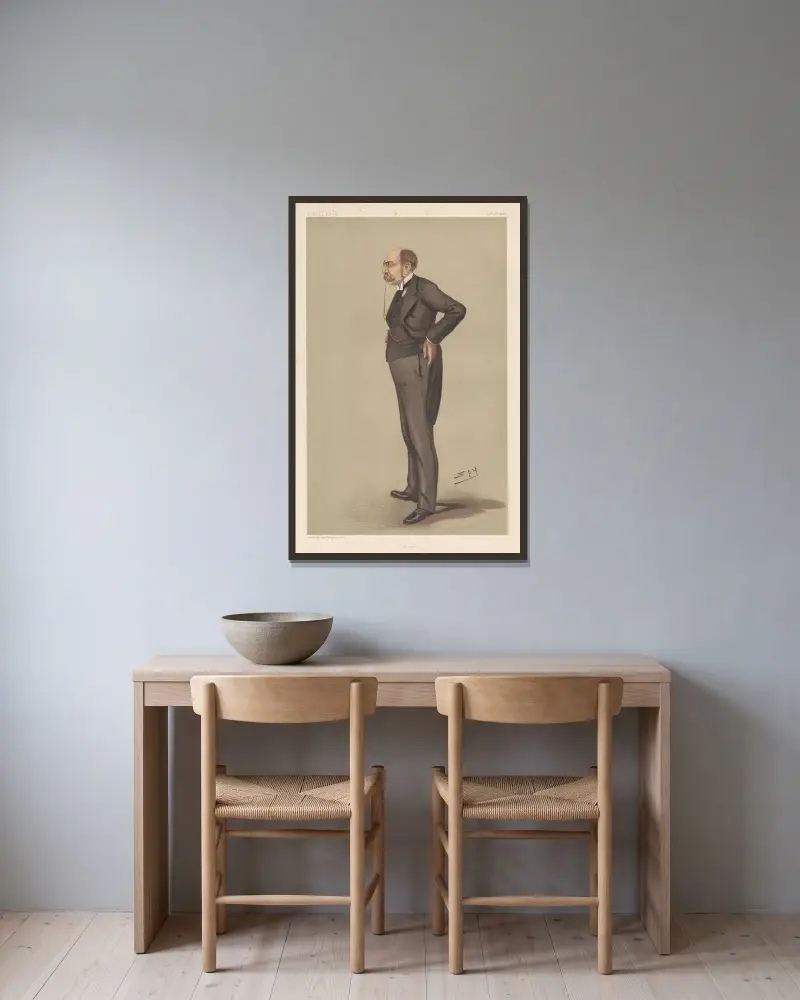 Legal; 'Patents', Mr. John Fletcher Moulton, 4 oktober 1900 av Leslie Matthew Ward inramad på en vägg