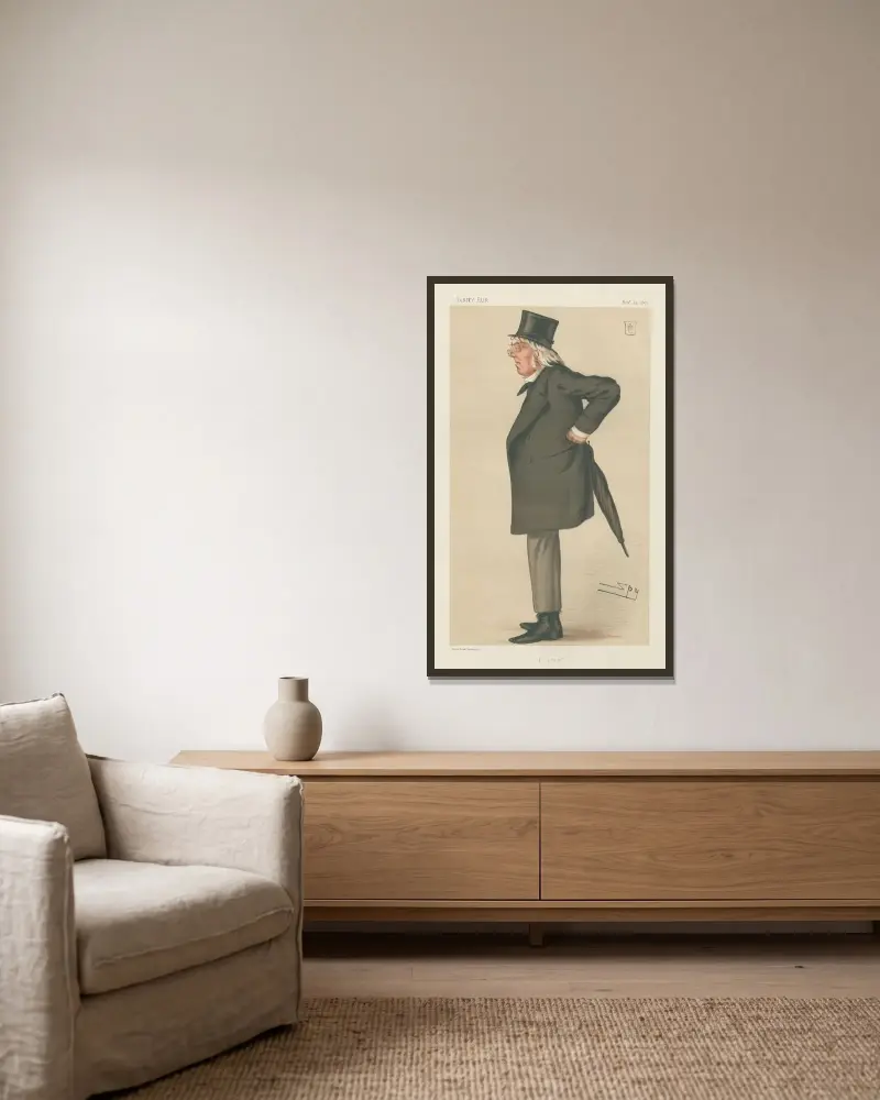 Literary; ‘Poetry’, Sir Francis Charles Doyle, November 24, 1877 av Leslie Matthew Ward inramad på en vägg