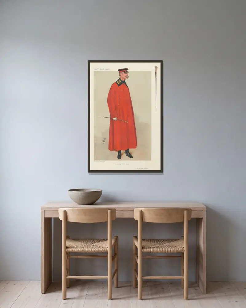 Military and Navy; ‘Commanding 2nd Life Guards’, Lieutenent Colonel Anstruther Thompson av Leslie Matthew Ward inramad på en vägg