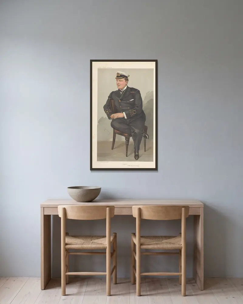 Military and Navy; ‘Rupert’, Hon. Rupert Guinness, November 9, 1905 av Leslie Matthew Ward inramad på en vägg