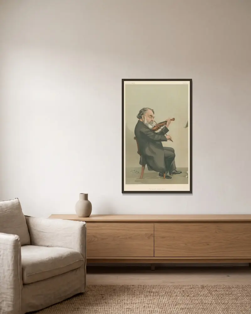 Musiker; ‚The Last of a Classic School', Joseph Joachim, 5. Januar 1905 von Leslie Matthew Ward gerahmt an einer Wand