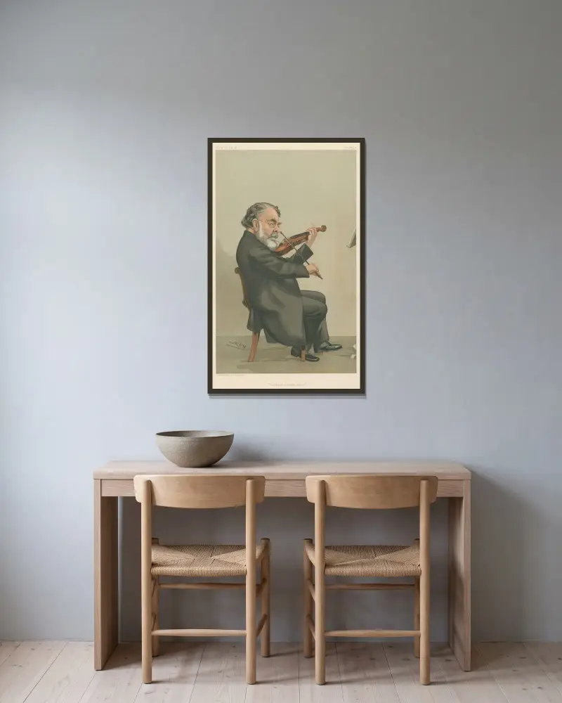 Musiker; ‚The Last of a Classic School', Joseph Joachim, 5. Januar 1905 von Leslie Matthew Ward gerahmt an einer Wand