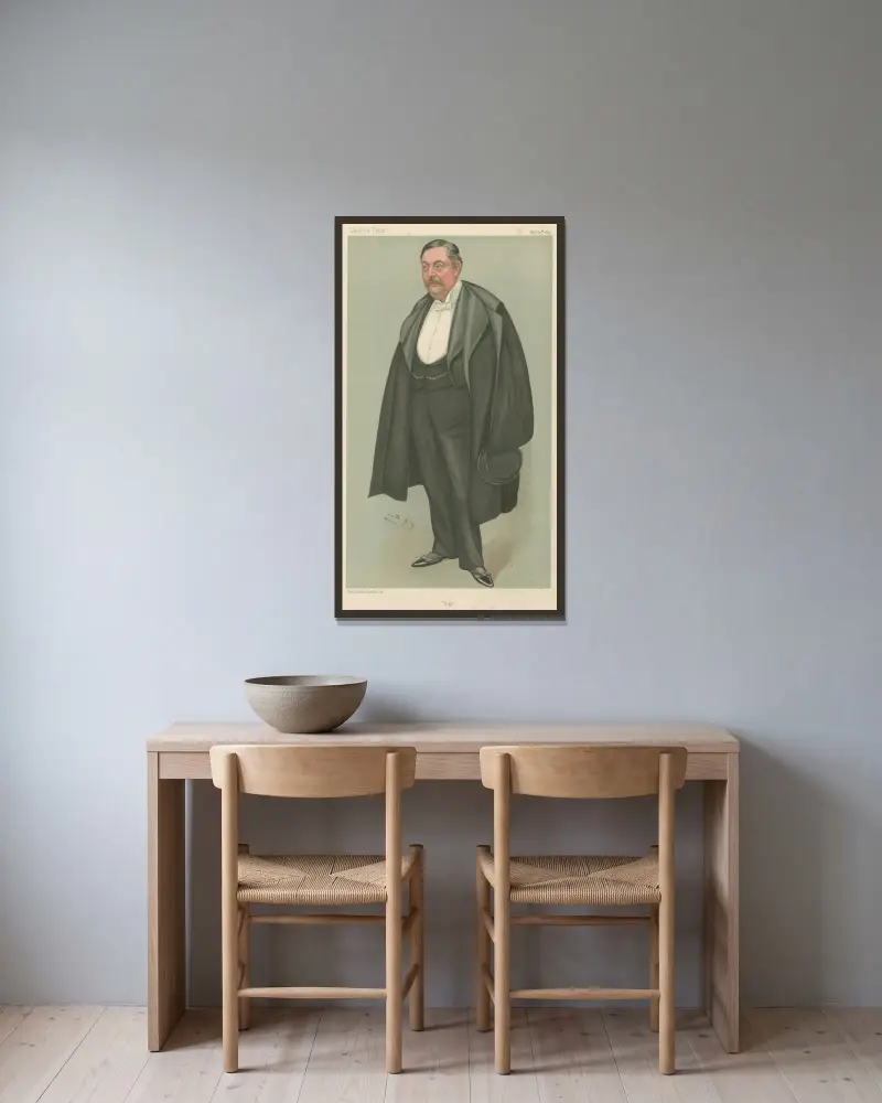 Newspapermen; ‘Algy’, The Hon. Algernon Henry Bourke, Januray 20, 1898 av Leslie Matthew Ward inramad på en vägg