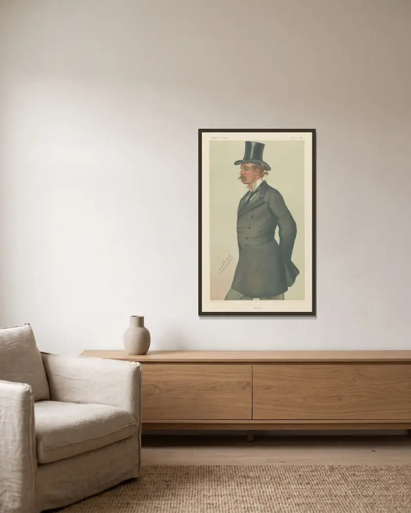 Politiker – 'Monty'. Mr. Montague John Guest. 7 augusti 1880 av Leslie Matthew Ward inramad på en vägg