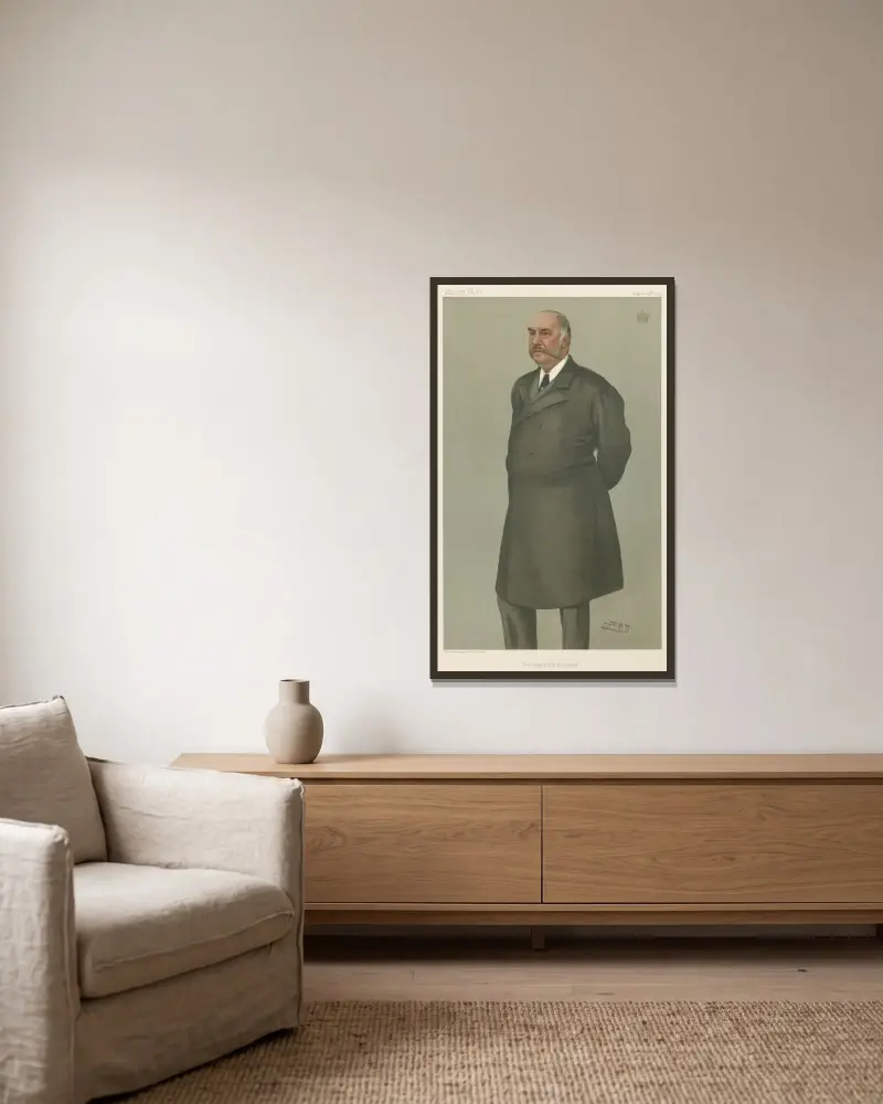 Politiker – ‚Secretary for Scotland'. Lord Balfour of Burleigh. 14. August 1902 von Leslie Matthew Ward gerahmt an einer Wand