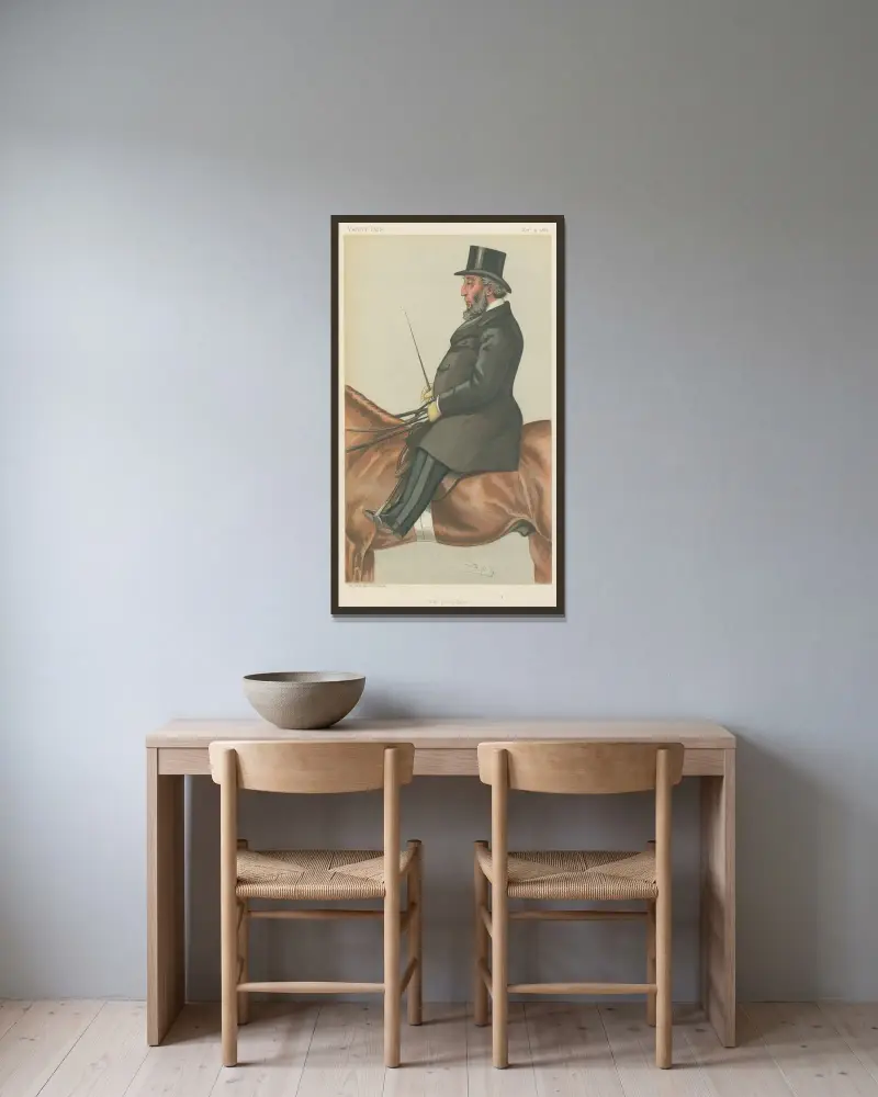 Sport i różne; jeźdźcy sportowi; „The Lord Mayor”, sir John Whitaker Ellis, burmistrz Londynu, 4 listopada 1882, Leslie Matthew Ward w ramie na ścianie