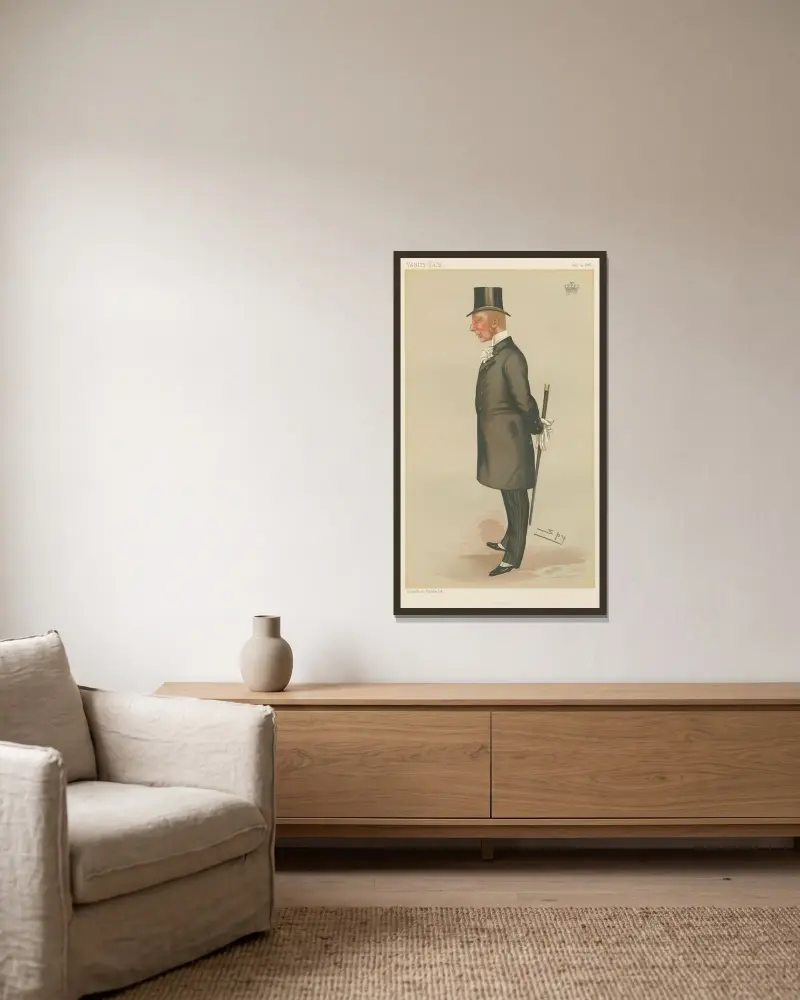 Turf Devotees; ‘Horses’, The Right Hon. the Earl of Lonsdale av Leslie Matthew Ward inramad på en vägg