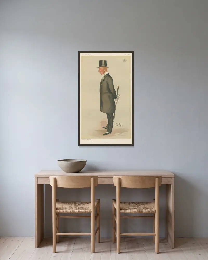 Turf Devotees; ‘Horses’, The Right Hon. the Earl of Lonsdale av Leslie Matthew Ward inramad på en vägg