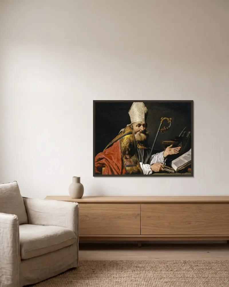 Der heilige Ambrosius von Matthias Stom gerahmt an einer Wand