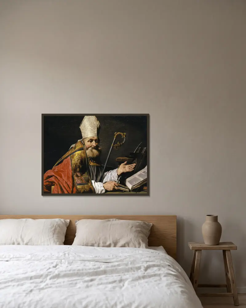 Der heilige Ambrosius von Matthias Stom gerahmt an einer Wand