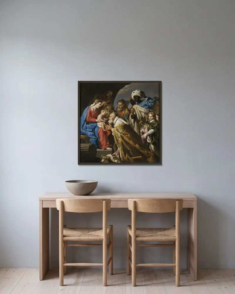 The Adoration of the Magi von Matthias Stom gerahmt an einer Wand