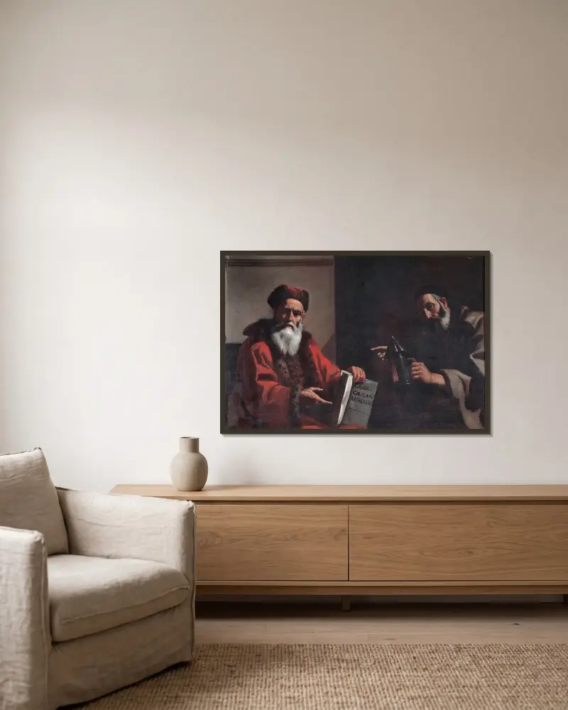Diogenes und Platon von Mattia Preti gerahmt an einer Wand