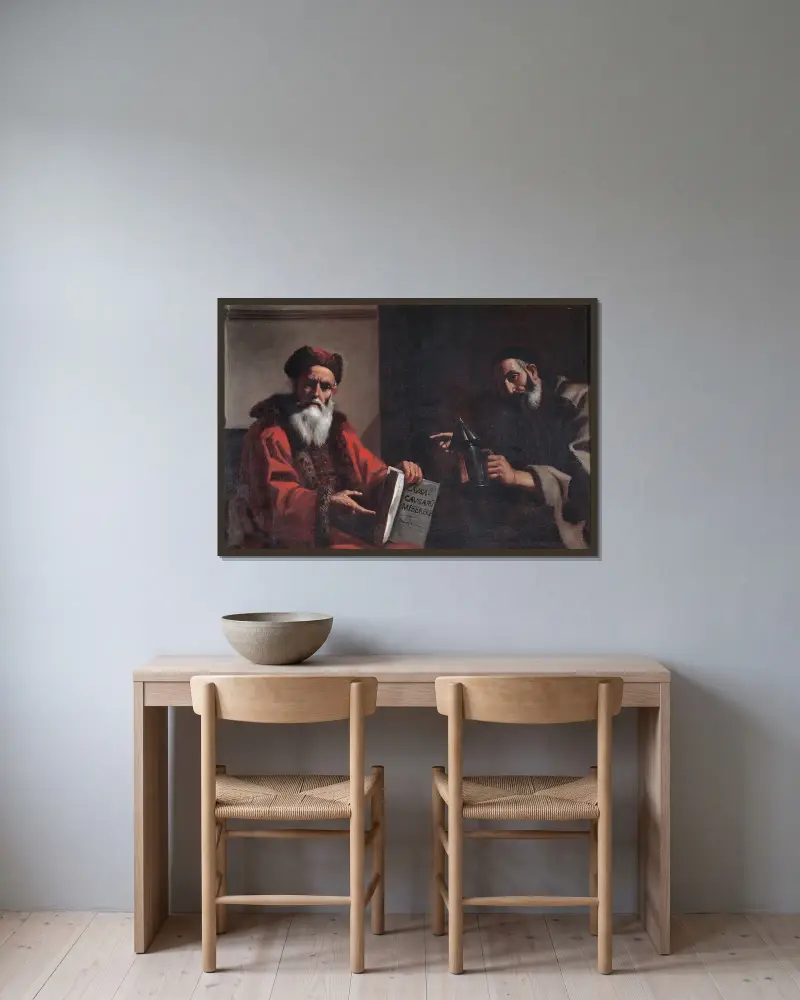 Diogenes und Platon von Mattia Preti gerahmt an einer Wand