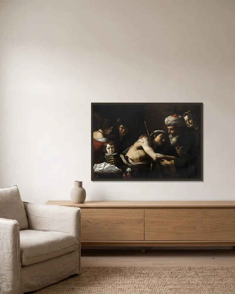 Der verlorene Sohn von Mattia Preti gerahmt an einer Wand