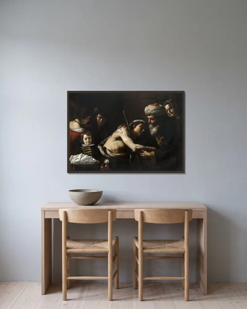 Der verlorene Sohn von Mattia Preti gerahmt an einer Wand