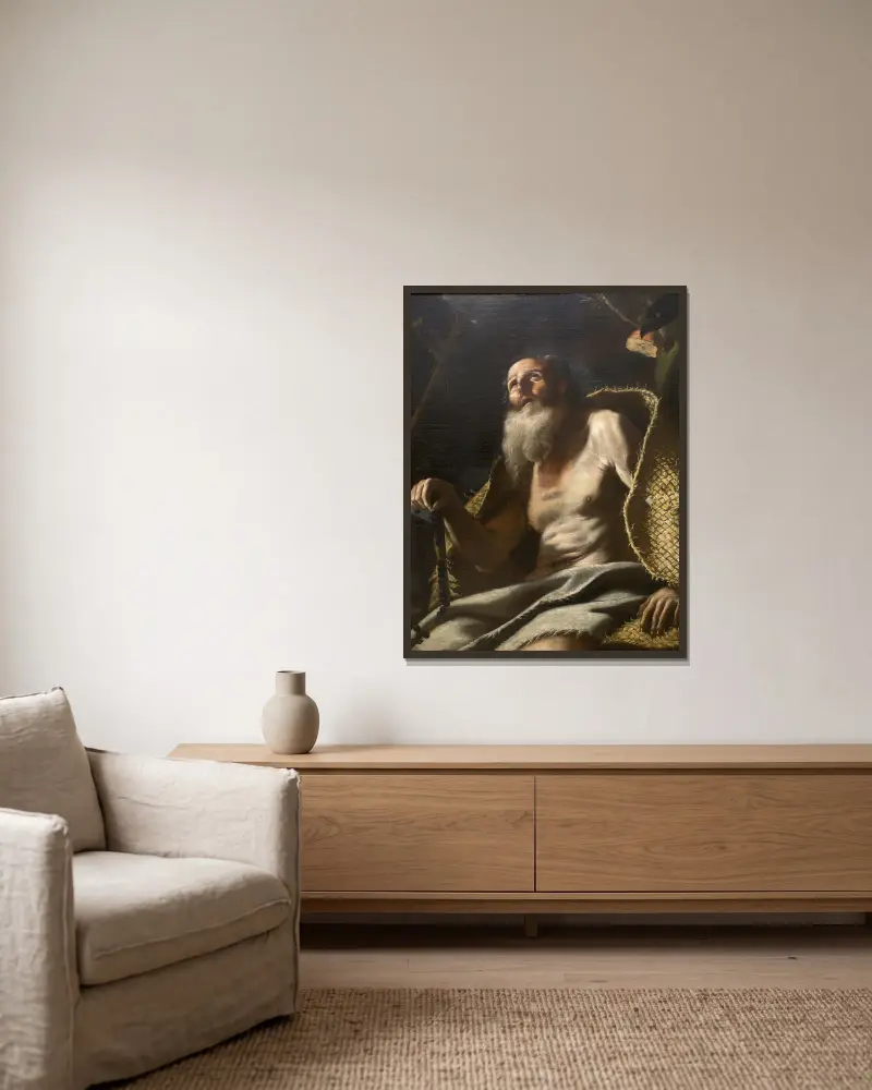 Saint Paul the Hermit – nr 1 av Mattia Preti inramad på en vägg