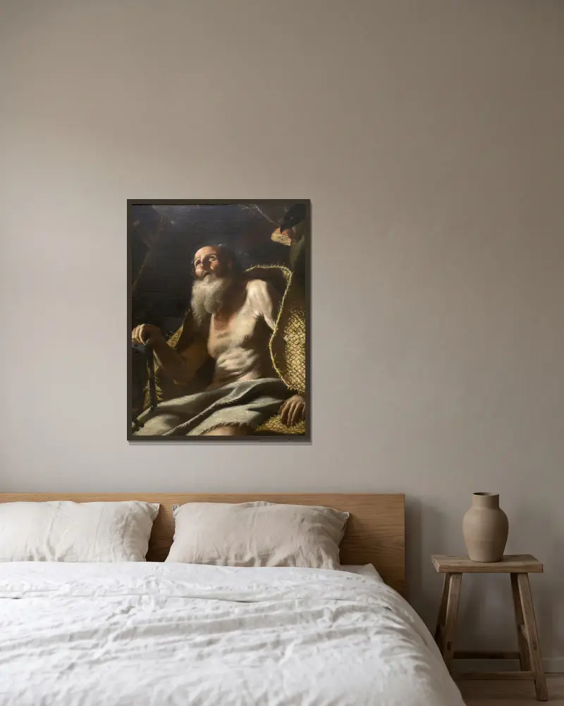 Saint Paul the Hermit – nr 1 av Mattia Preti inramad på en vägg
