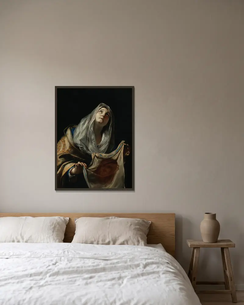 Saint Veronica with the Veil av Mattia Preti inramad på en vägg