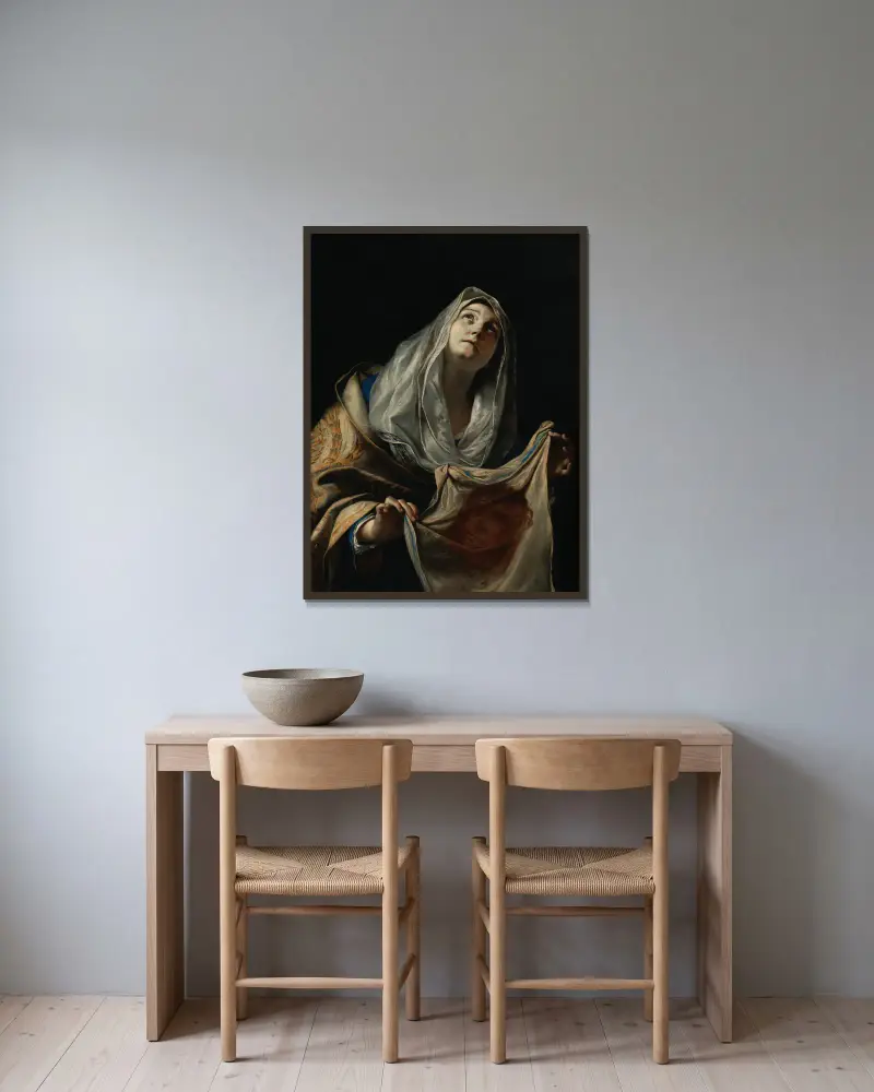 Saint Veronica with the Veil av Mattia Preti inramad på en vägg