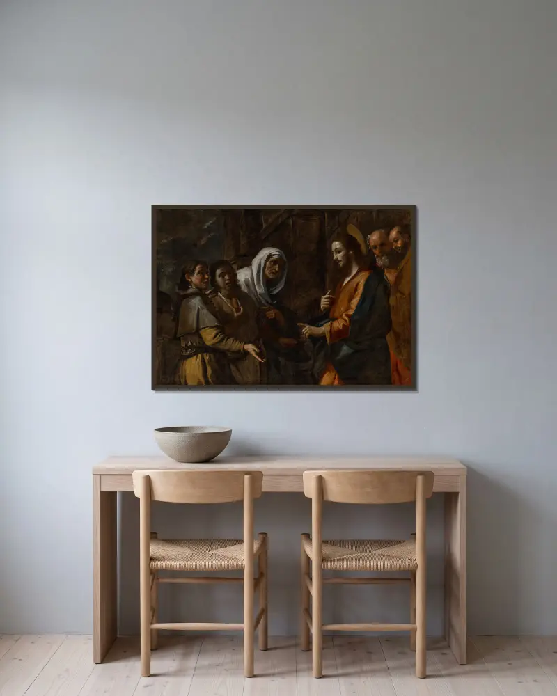 Låt barnen komma till mig av Mattia Preti inramad på en vägg