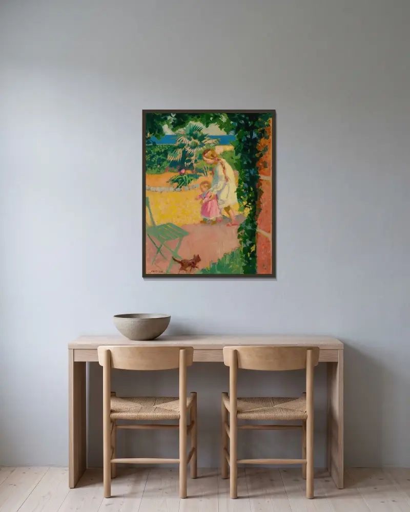 Alo Devant La Maison De Garde av Maurice Denis inramad på en vägg