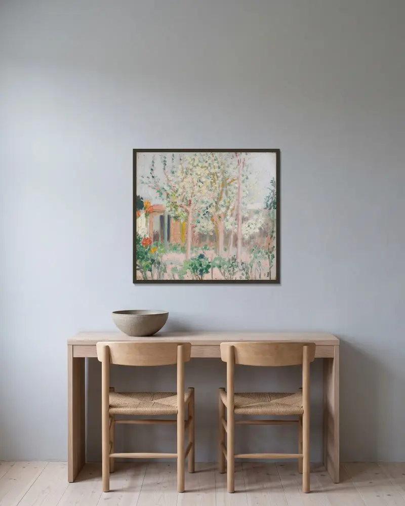 Blommande trädbukett av Maurice Denis inramad på en vägg